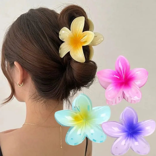 Hawaiian Plumeria Flower Hair Claw – Strong Hold Clip for Thick Hair | Trendy Floral Accessory for Women & Girls