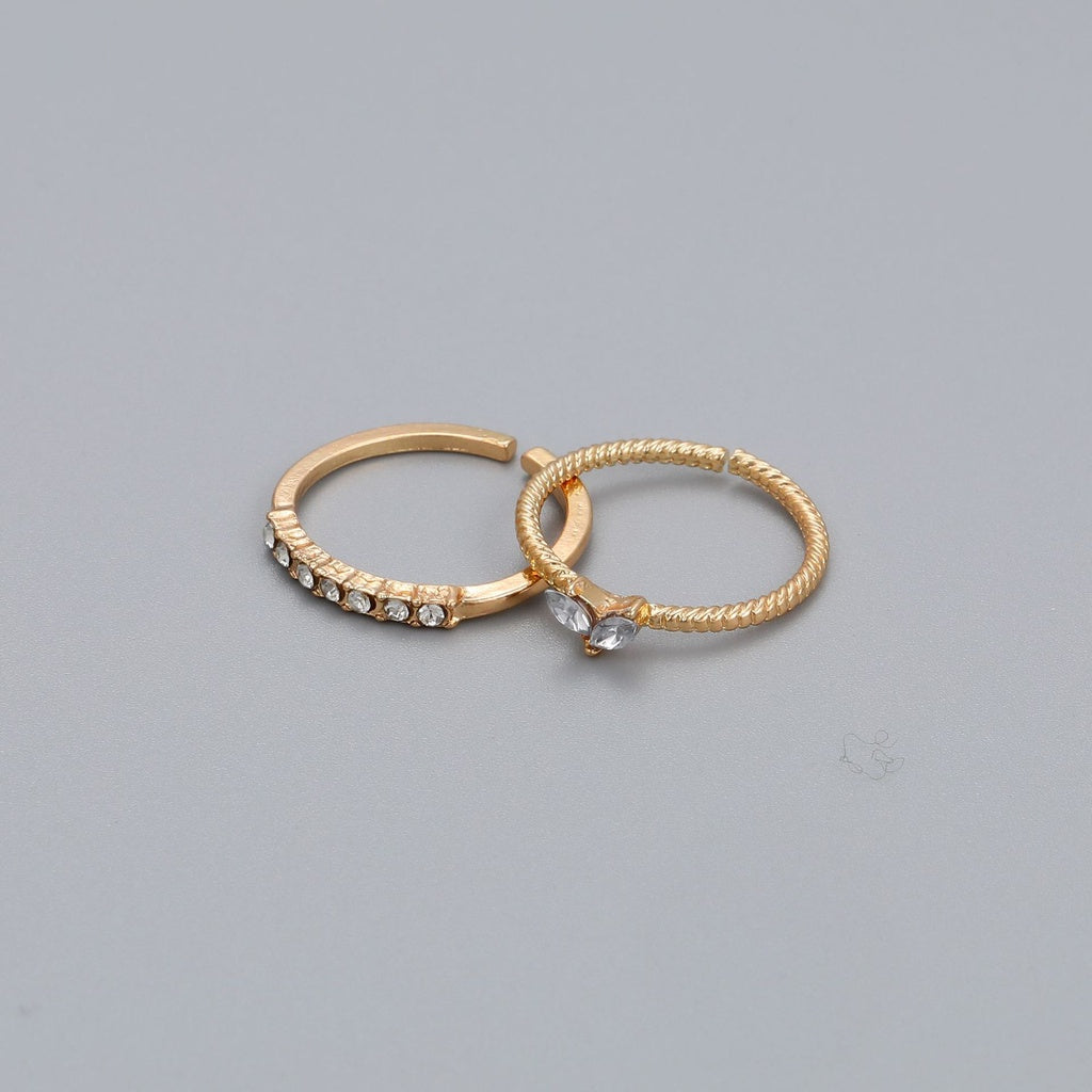 2-Piece Crystal Heart Ring Set – Adjustable Dainty Rings for Women & Girls