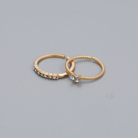 2-Piece Crystal Heart Ring Set – Adjustable Dainty Rings for Women & Girls