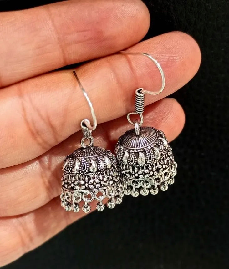 Classic Small Jhumky Earrings – Silver  Color for Girls and Women