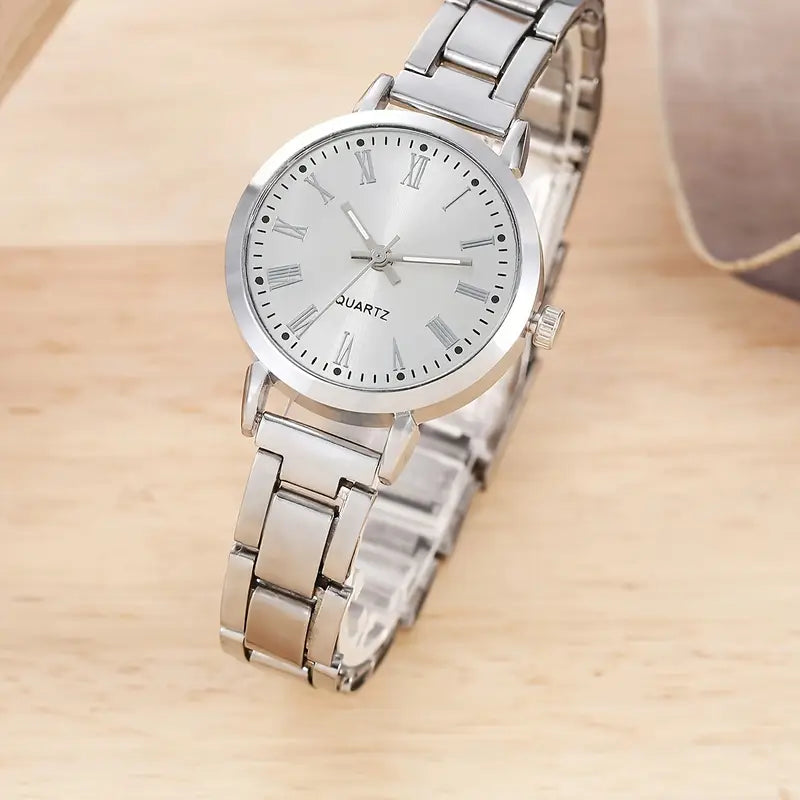 2PCS Women's Fashion Quartz Watch & Elegant Bracelet Set – Light Luxury Minimalist Gift for All Occasions