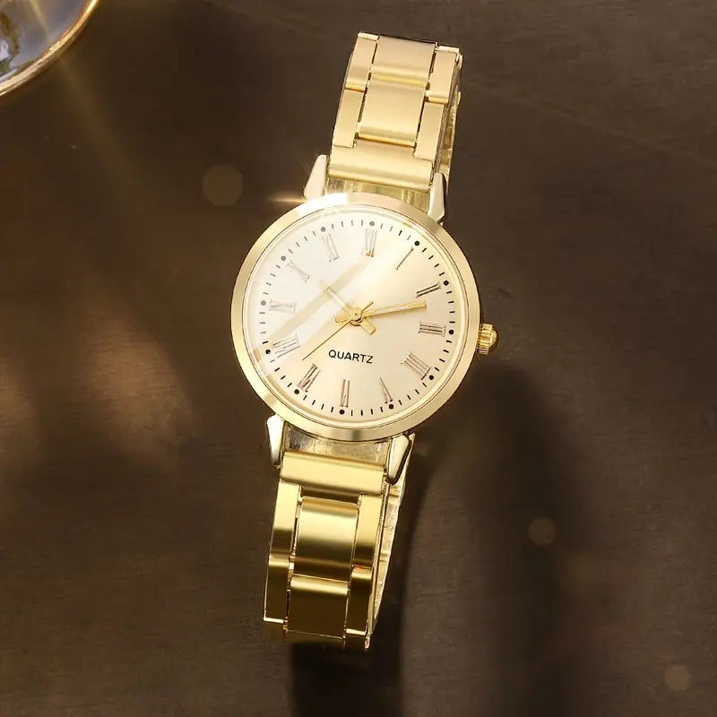 2PCS Women's Fashion Quartz Watch & Elegant Bracelet Set – Light Luxury Minimalist Gift for All Occasions