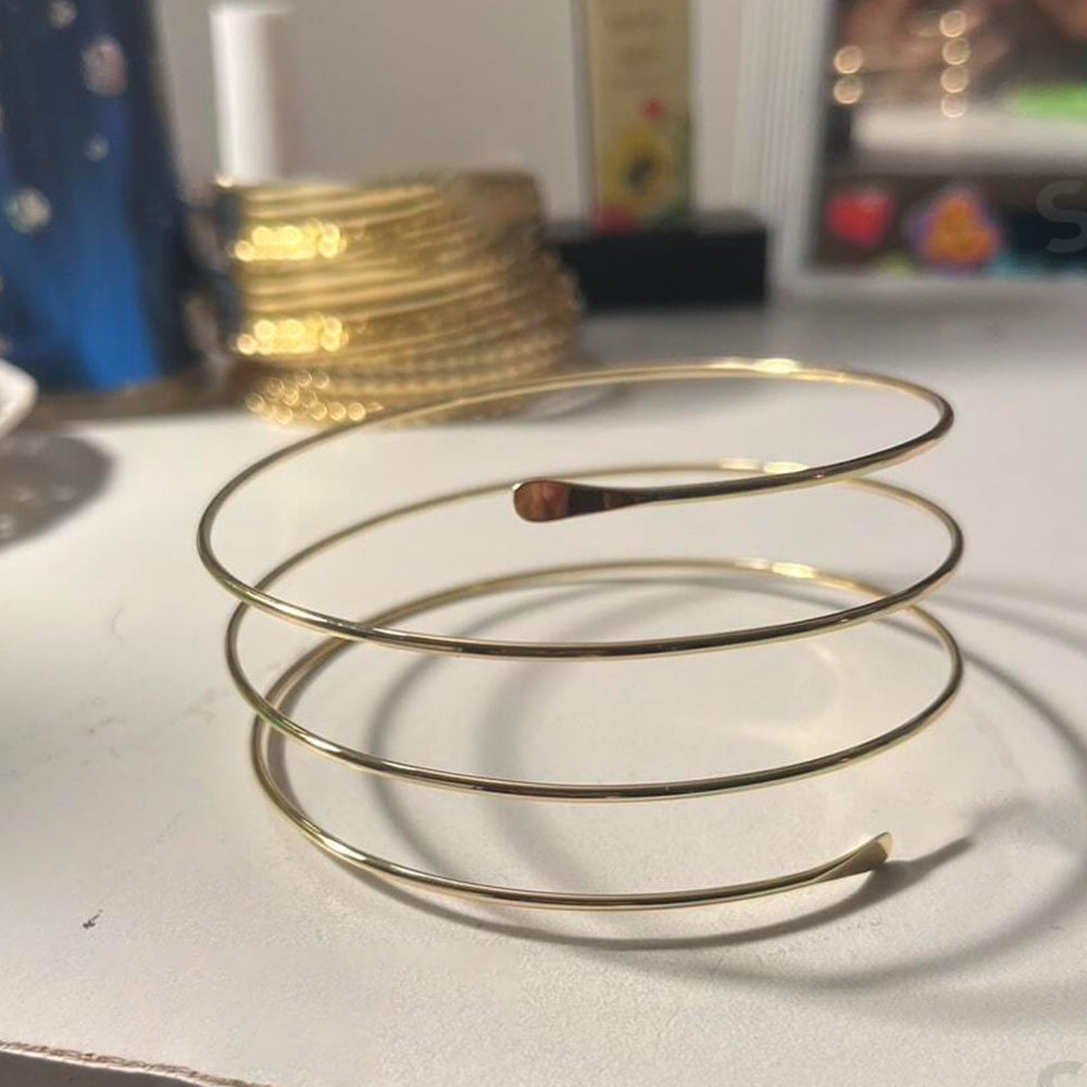 Adjustable Vintage Gold-Tone Layered Arm Cuff – Simple Statement Bangle for Women & Teens