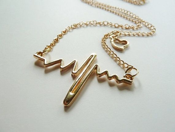 Heartbeat of Love – Golden ECG Wave Pendant Necklace for Women & Girls