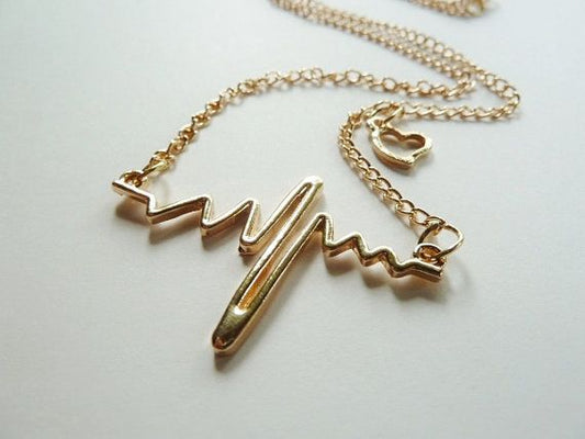 Heartbeat of Love – Golden ECG Wave Pendant Necklace for Women & Girls