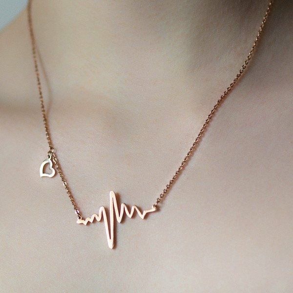 Heartbeat of Love – Golden ECG Wave Pendant Necklace for Women & Girls