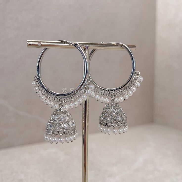 Dual Tone Bali Jhumka Earrings – Elegant Silver & Gold Traditional Charm for Women & Girls
