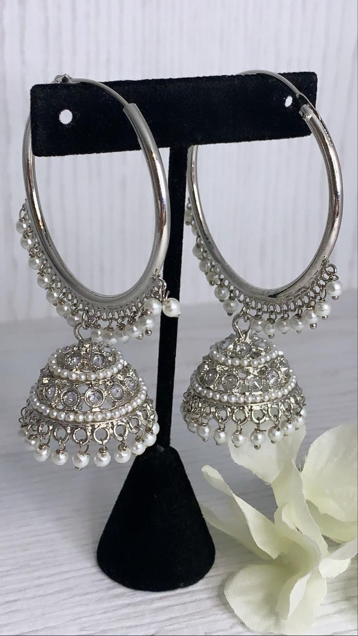 Dual Tone Bali Jhumka Earrings – Elegant Silver & Gold Traditional Charm for Women & Girls