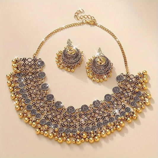 oho-Chic Retro Jewelry Set – Exaggerated American Style Earrings & Statement Necklace for Women