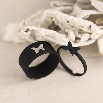 Trendy Black Butterfly Couple Rings