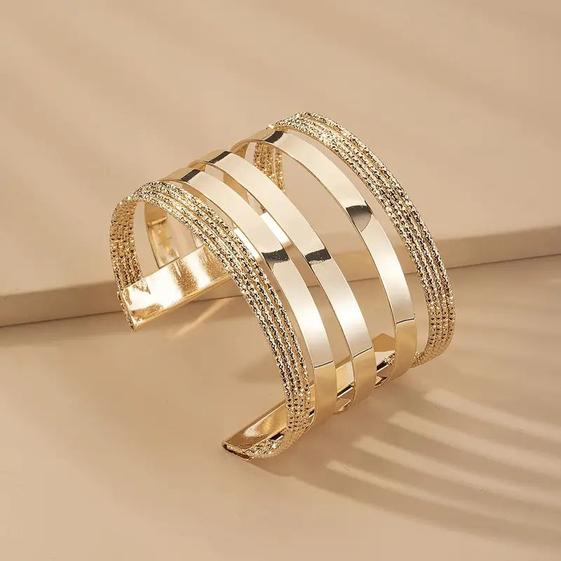 Elegant Plated Cuff Bangle Bracelet – Minimalist Hand Jewelry for Women