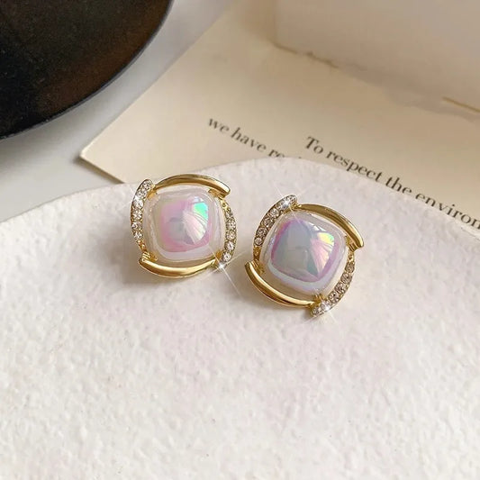 Sterling Silver Korean Diamond Earrings – Elegant & Minimalist French-Inspired Jewelry for Girls