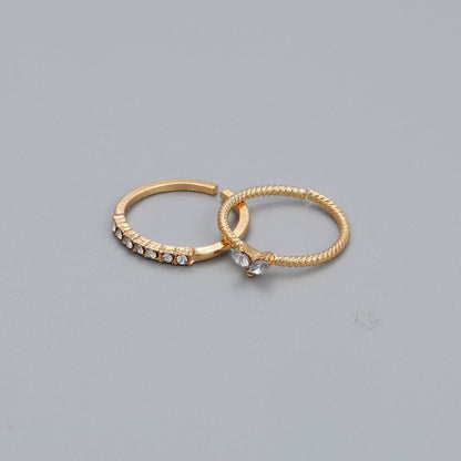 2-Piece Crystal Heart Ring Set – Adjustable Dainty Rings for Women & Girls