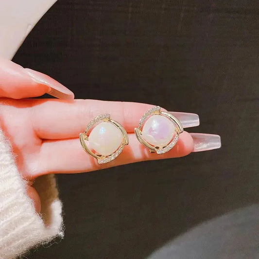 Sterling Silver Korean Diamond Earrings – Elegant & Minimalist French-Inspired Jewelry for Girls