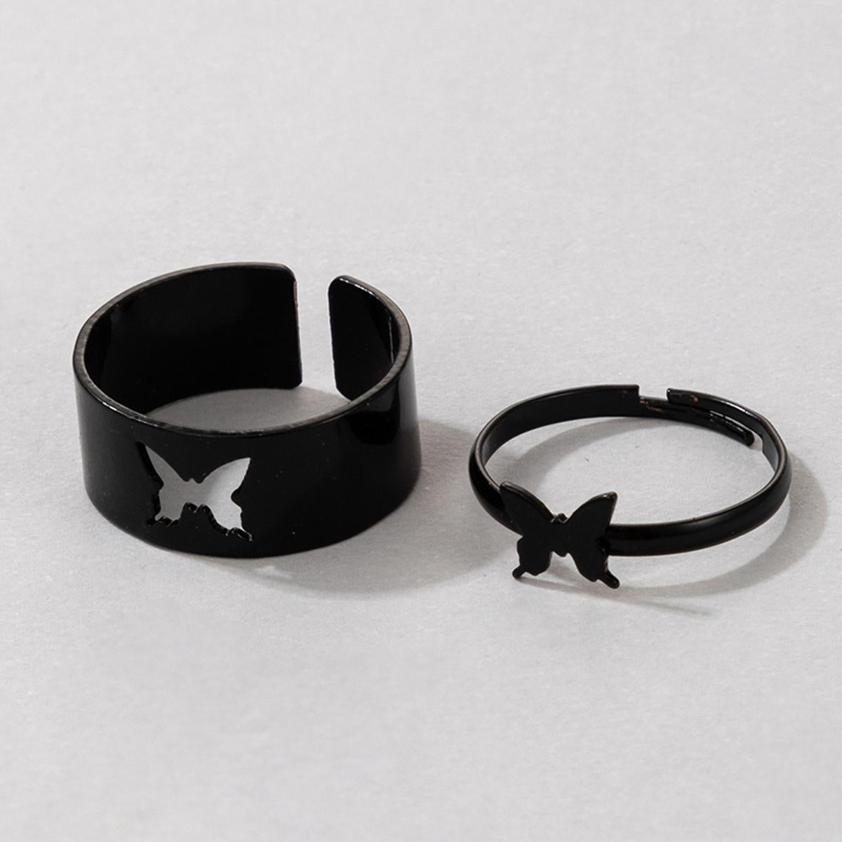 Trendy Black Butterfly Couple Rings