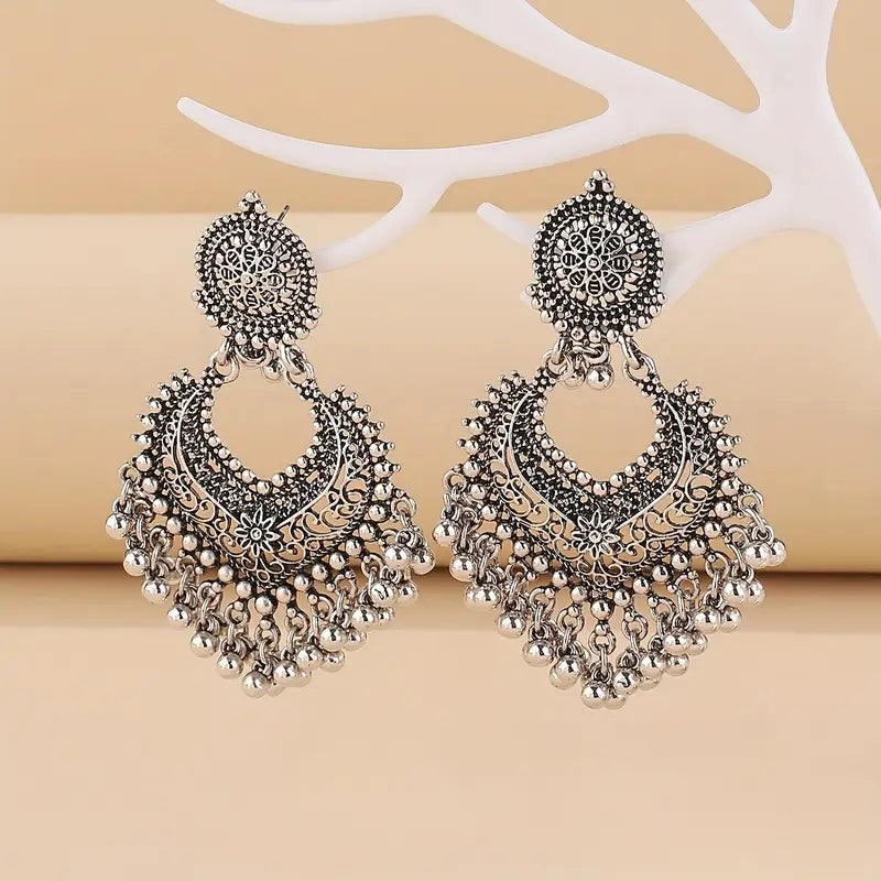 Elegant  Bell Tassel Earrings – Vintage-Inspired Copper Dangles with Golden Plating