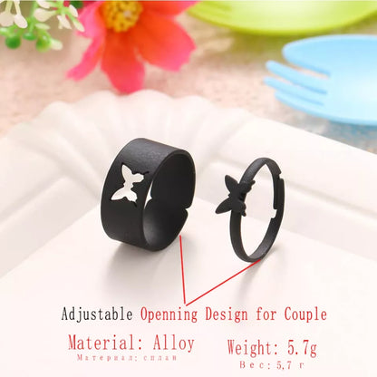Trendy Black Butterfly Couple Rings