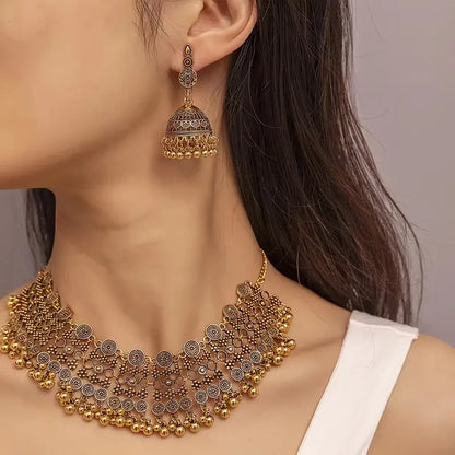 oho-Chic Retro Jewelry Set – Exaggerated American Style Earrings & Statement Necklace for Women