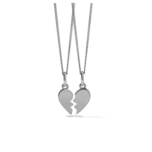 2 Pcs Silver Broken Heart Necklace Set – Non-Magnetic Matching Pendant for Couples, Friends & Girls
