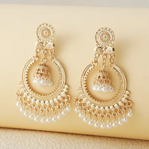 Elegant  Bell Tassel Earrings – Vintage-Inspired Copper Dangles with Golden Plating