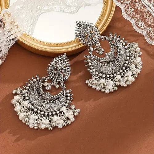 Elegant  Bell Tassel Earrings – Vintage-Inspired Copper Dangles with Golden Plating