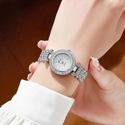 1-2PCS Women's Quartz Watch & Heart Bracelet Set – Minimalist Dial with Elegant Alloy Strap, Ideal Gift for Loved Ones (No Box)