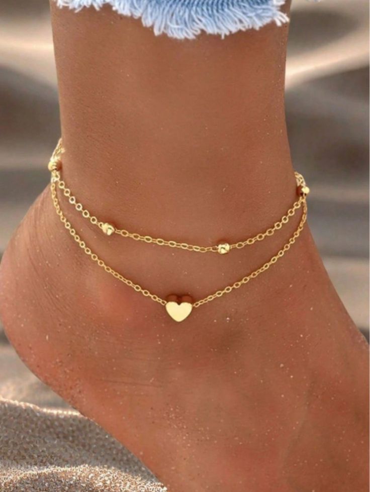 Double Chain Golden Heart Anklet | Elegant Payal for Girls