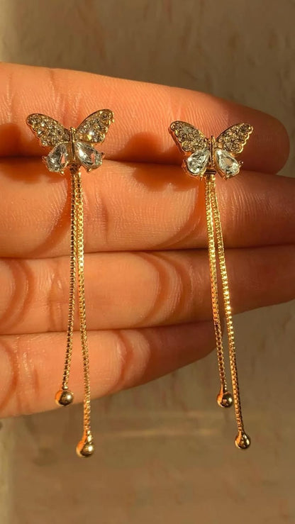 Graceful Butterfly Tassel Earrings – Long Elegant Drops for Women & Girls