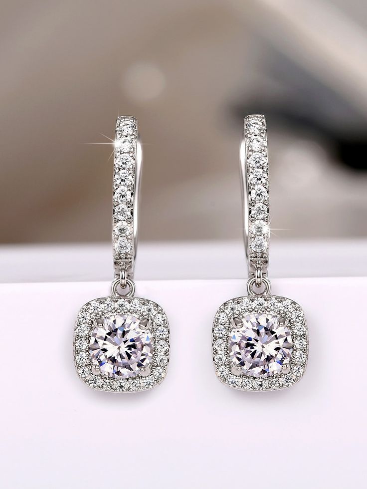 Huitan New Trendy Square Shape Drop Earrings Brilliant Wedding Jewelry Elegant Female Dangle Earring Nice Gift