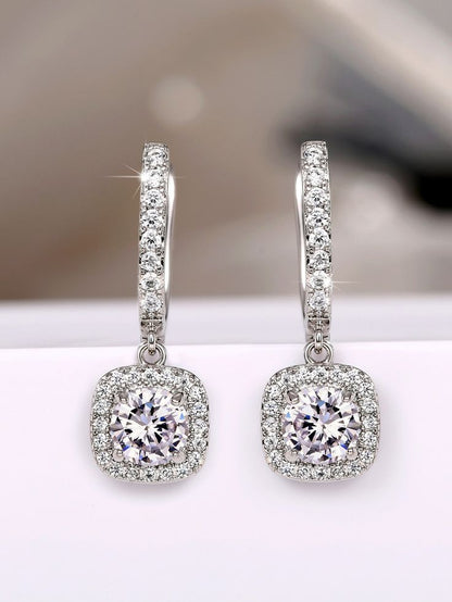 Huitan New Trendy Square Shape Drop Earrings Brilliant Wedding Jewelry Elegant Female Dangle Earring Nice Gift