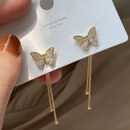 Graceful Butterfly Tassel Earrings – Long Elegant Drops for Women & Girls