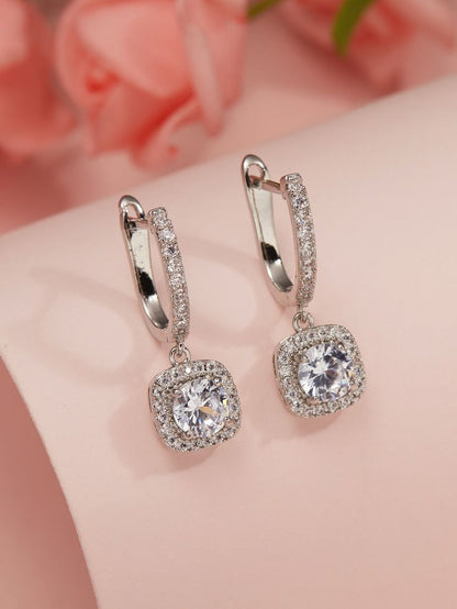Huitan New Trendy Square Shape Drop Earrings Brilliant Wedding Jewelry Elegant Female Dangle Earring Nice Gift