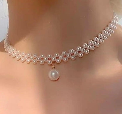 Trendy Korean Pearl Choker for Girls – Faux Pearl Statement Necklace